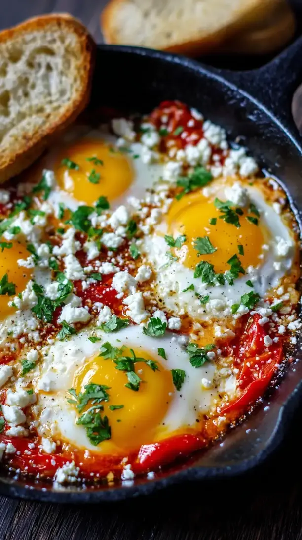 Roasted Red Pepper and Feta Eggs