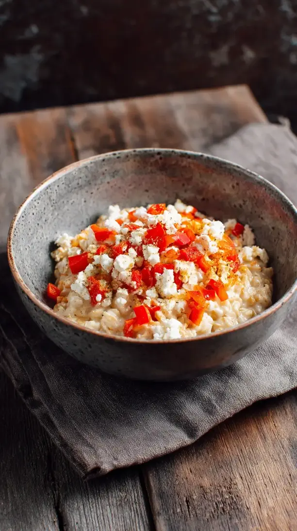 Roasted Red Pepper and Feta Oatmeal