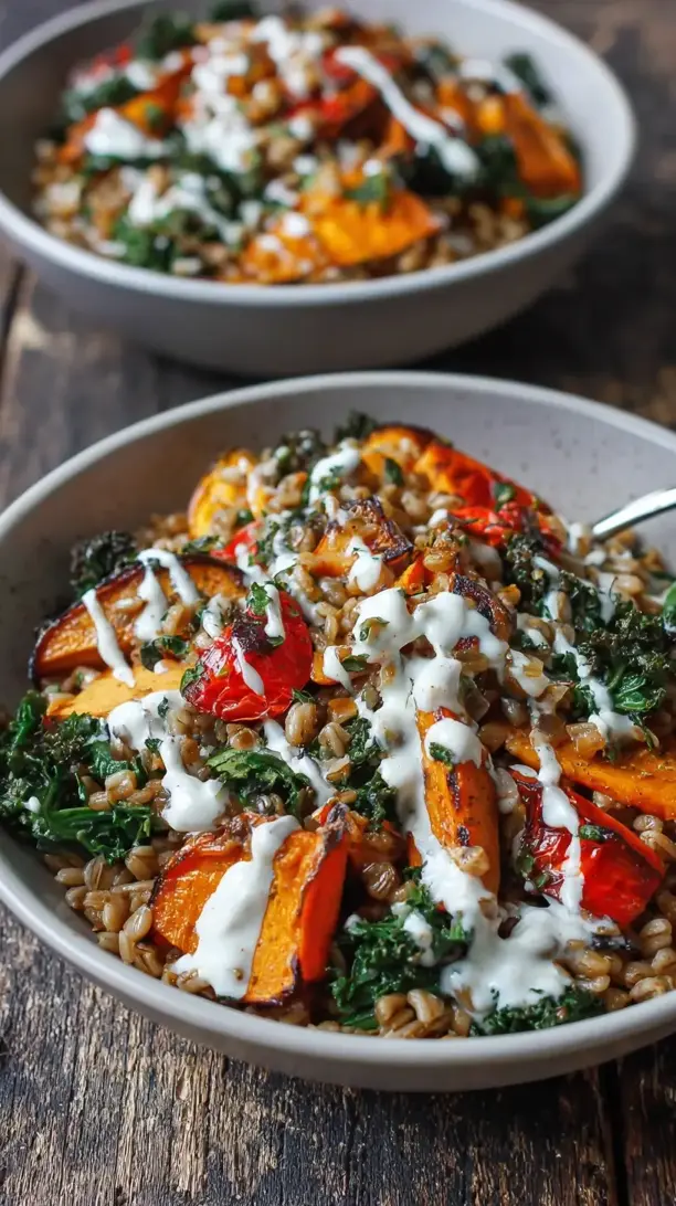 Roasted Vegetable Farro Bowls