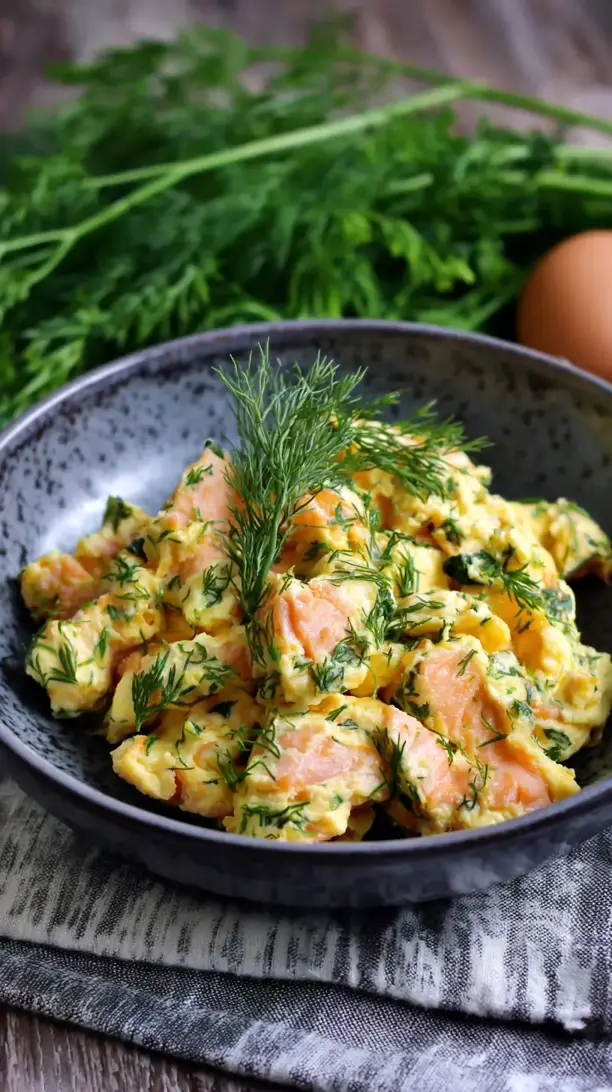 Salmon and Dill Egg Scramble