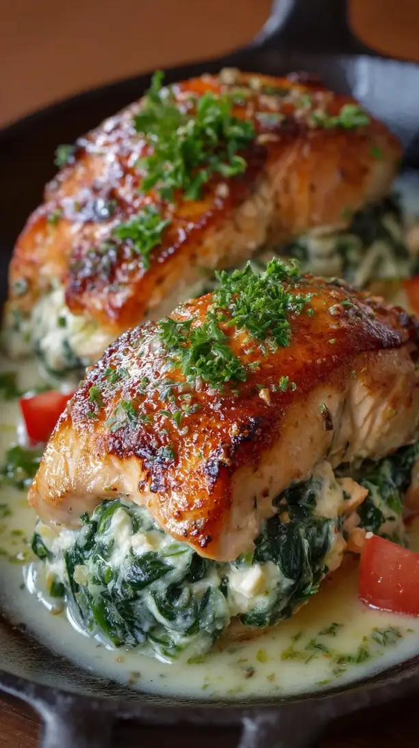 Salmon and Spinach Stuffed Chicken