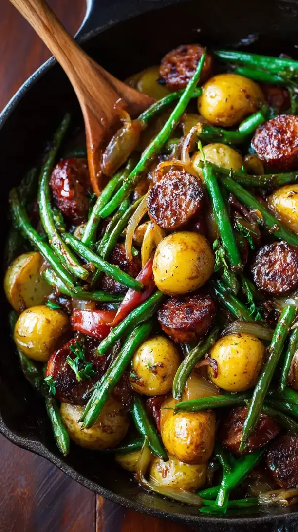 Sausage Potato Green Bean Skillet