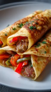Sausage And Pepper Crepes