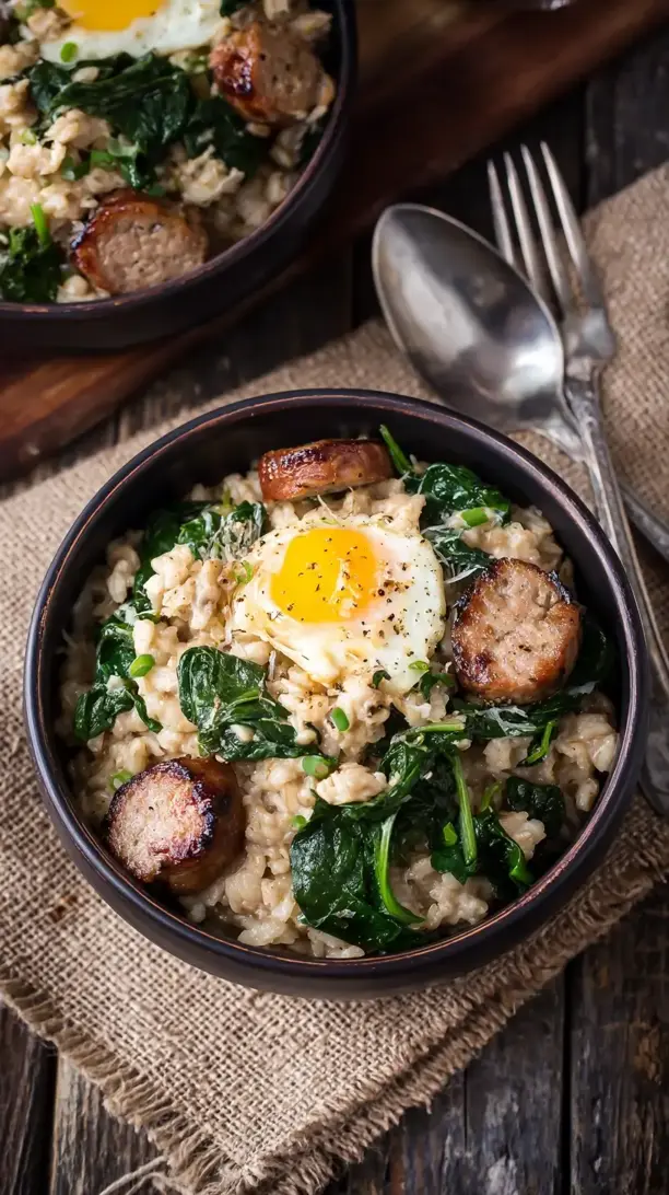 Sausage and Spinach Oatmeal