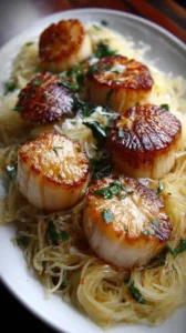 Savory Sea Scallops With Angel Hair Pasta