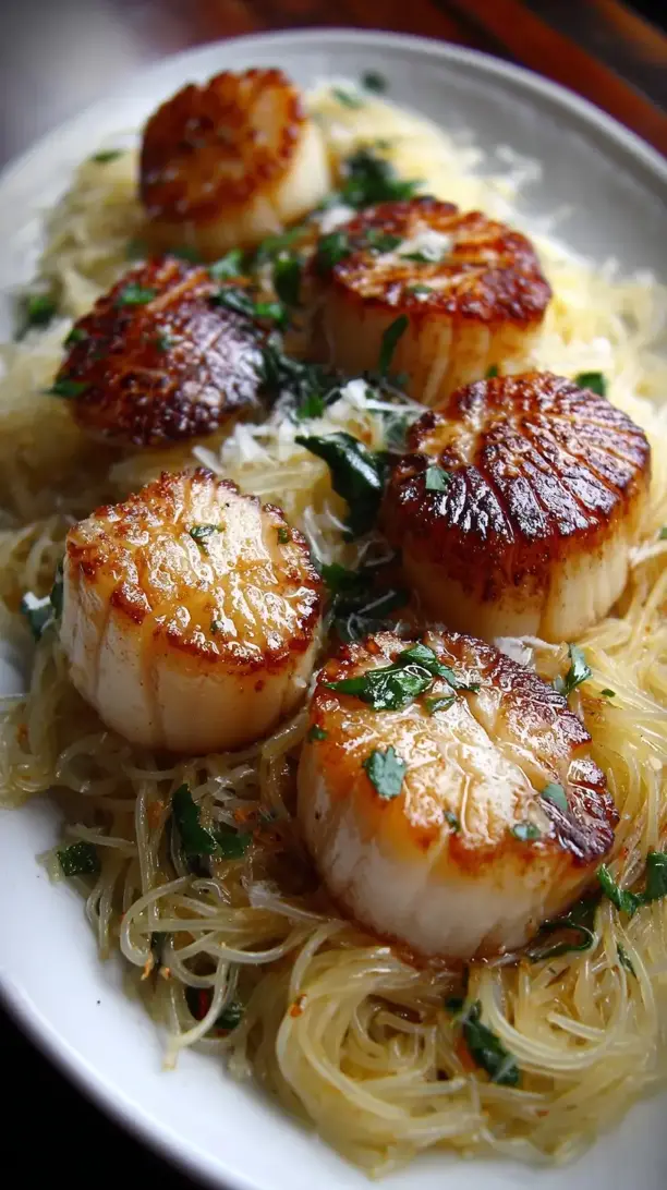 Savory Sea Scallops with Angel Hair Pasta