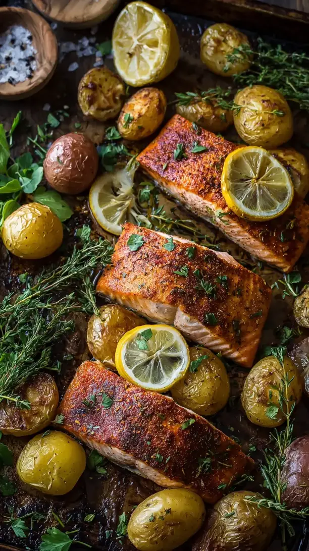 Sheet Pan Salmon and Potatoes