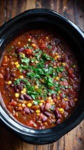 Slow Cooker Three Bean Chili