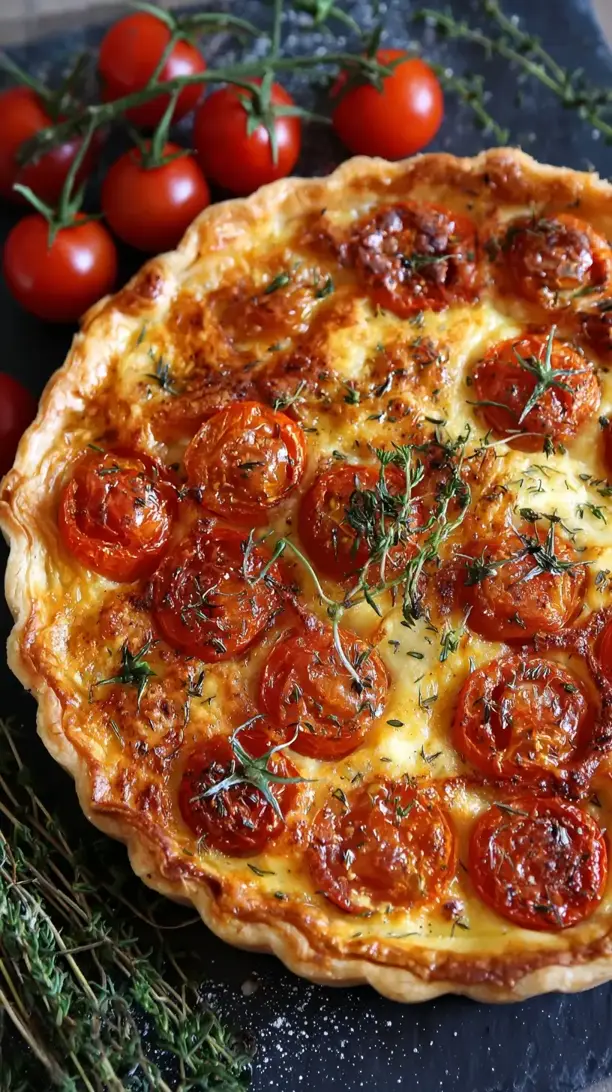 Smoked Cheddar and Tomato Tart