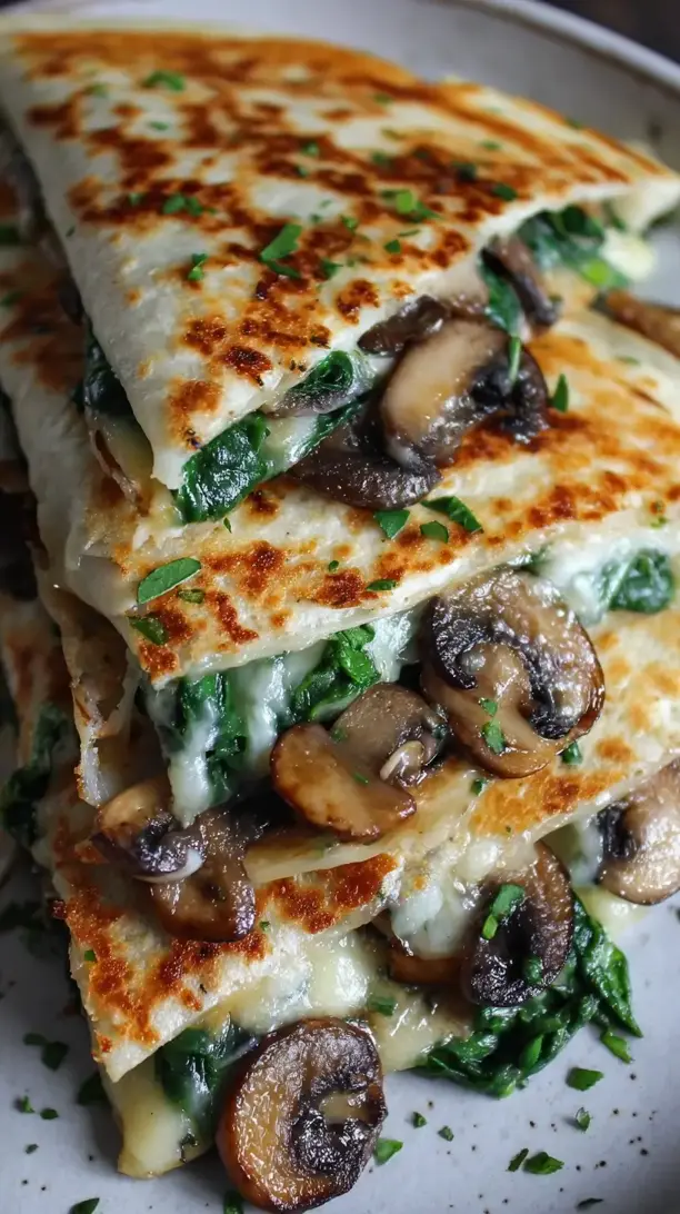 Spinach Mushroom Quesadillas