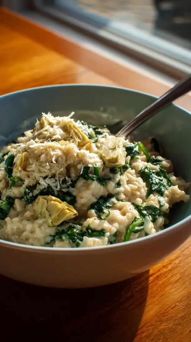 Spinach and Artichoke Parmesan Oatmeal