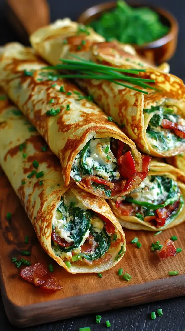 Spinach and Bacon Crepes