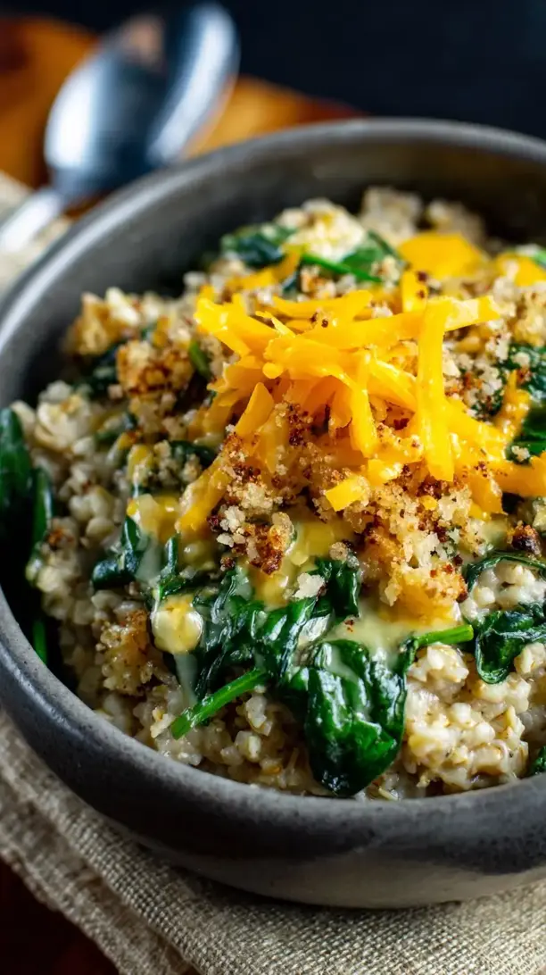 Spinach and Cheddar Oatmeal