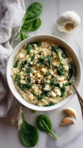 Spinach And Feta Garlic Oatmeal