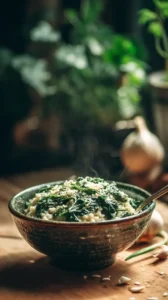 Spinach And Parmesan Garlic Oatmeal