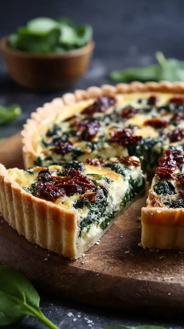 Spinach and Sun Dried Tomato Quiche