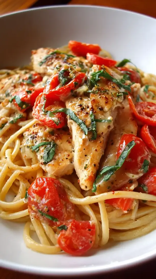 Tomato Basil Chicken Pasta