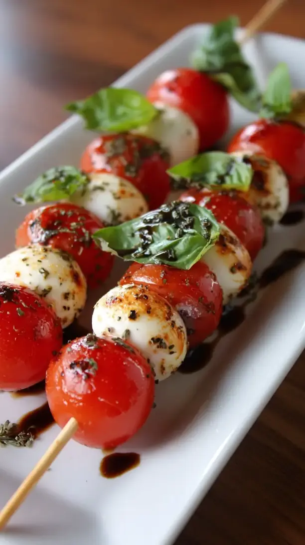 Tomato Basil Mozzarella Skewers
