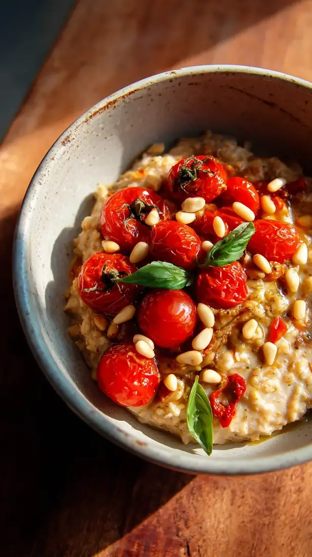 Tomato and Basil Pesto Oatmeal