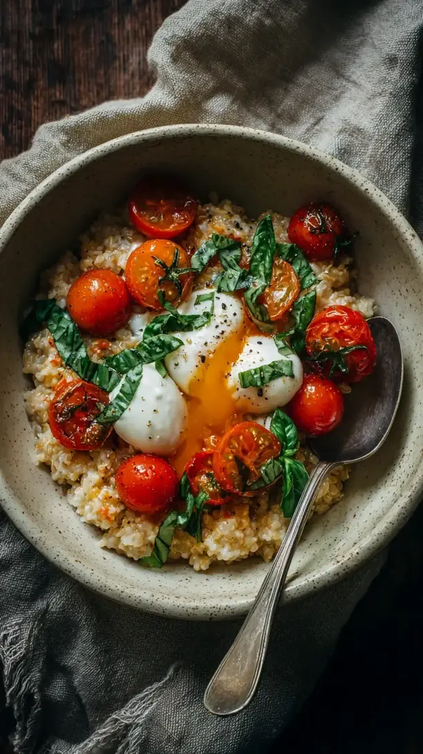 Tomato and Mozzarella Basil Oatmeal