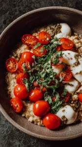 Tomato And Pesto Mozzarella Oatmeal