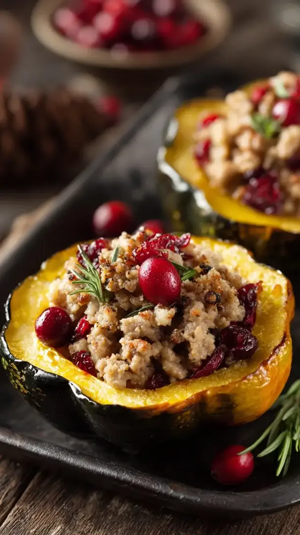 Turkey and Cranberry Stuffed Acorn Squash