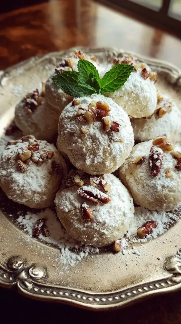 Peppermint Snowball Cookies